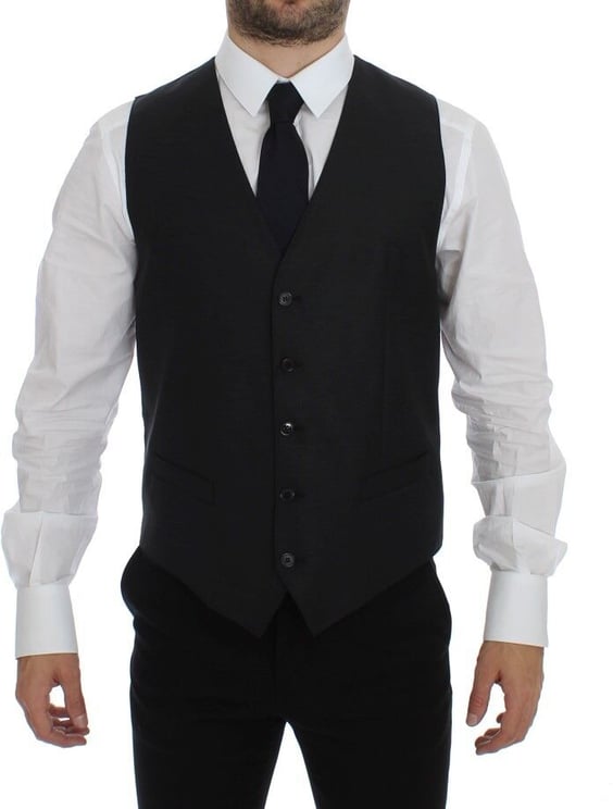Dolce & Gabbana Dolce & Gabbana Gray Wool Silk Dress Vest Gilet Weste