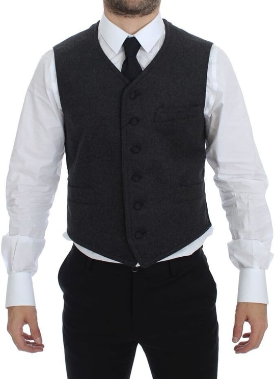 Dolce & Gabbana Dolce & Gabbana Gray Wool Blend Logo Vest Gilet Weste