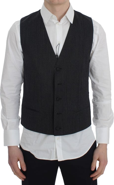 Dolce & Gabbana Dolce & Gabbana Gray Striped Formal Vest