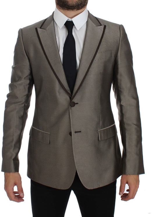 Dolce & Gabbana Dolce & Gabbana Brown Slim Fit Silk Two Button Blazer