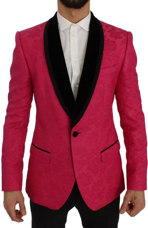 Dolce & Gabbana Dolce & Gabbana Pink Floral Brocade Slim Blazer Jacket