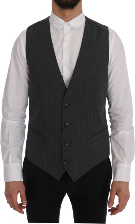 Dolce & Gabbana Dolce & Gabbana Gray STAFF Cotton Striped Vest
