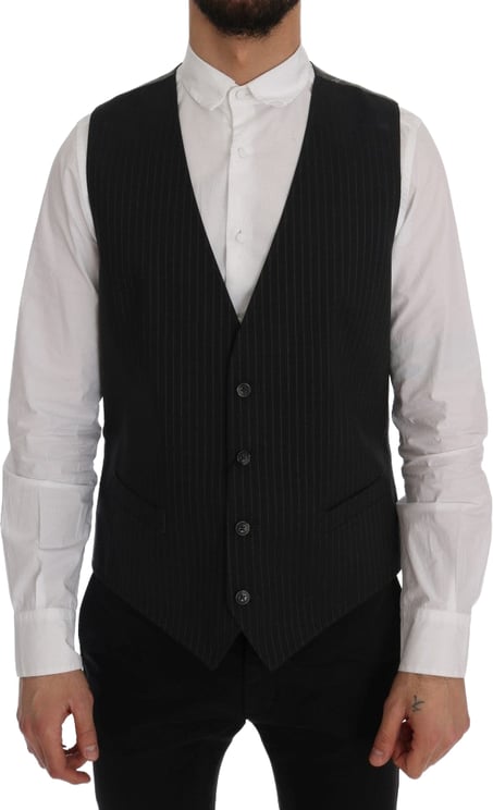 Dolce & Gabbana Dolce & Gabbana Gray STAFF Cotton Striped Vest