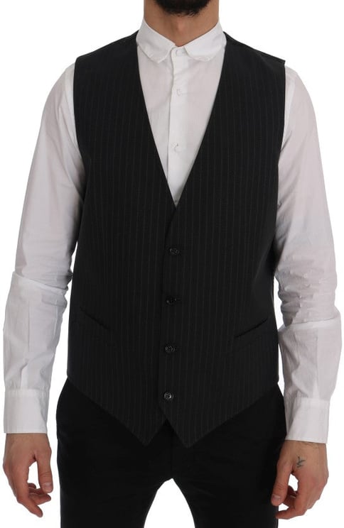 Dolce & Gabbana Dolce & Gabbana Gray STAFF Cotton Striped Vest