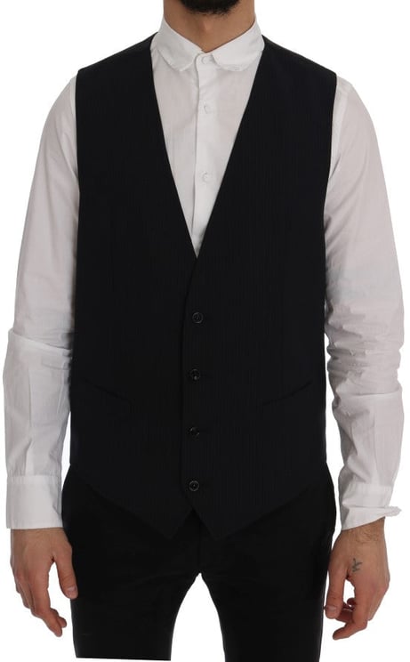 Dolce & Gabbana Dolce & Gabbana Black STAFF Wool Striped Vest