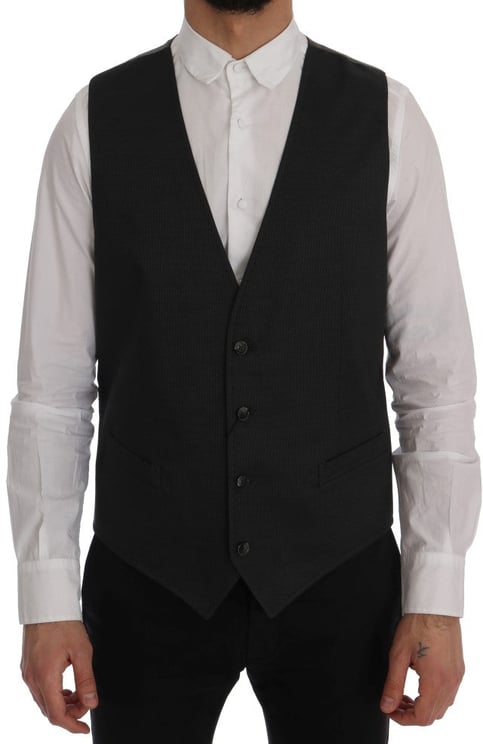 Dolce & Gabbana Dolce & Gabbana Gray STAFF Cotton Rayon Vest