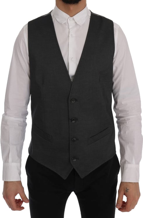 Dolce & Gabbana Dolce & Gabbana Gray STAFF Cotton Rayon Vest