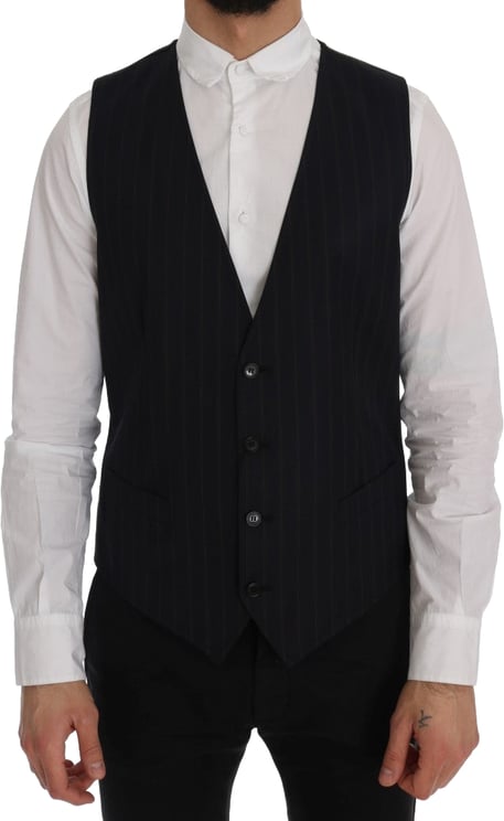 Dolce & Gabbana Dolce & Gabbana Blue Wool Stretch Vest