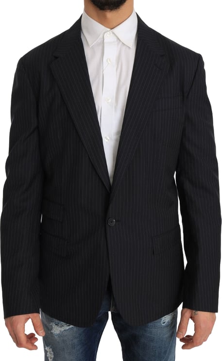 Dolce & Gabbana Dolce & Gabbana Gray Striped Wool Jacket Coat Slim Blazer