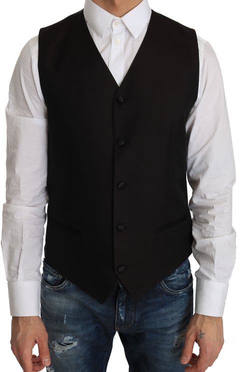 Dolce & Gabbana Dolce & Gabbana Black Silk Dress Waistcoat