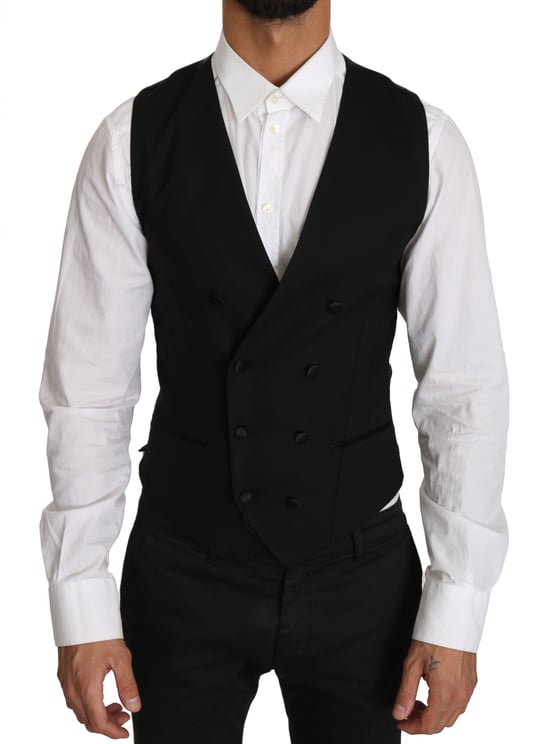 Dolce & Gabbana Dolce & Gabbana Gray Wool Double Breasted Waistcoat Vest