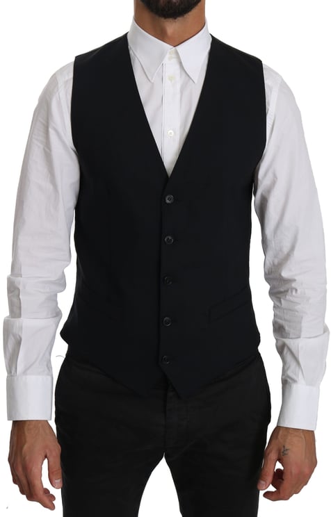 Dolce & Gabbana Dolce & Gabbana Blue Wool Waistcoat Formal Gilet Vest