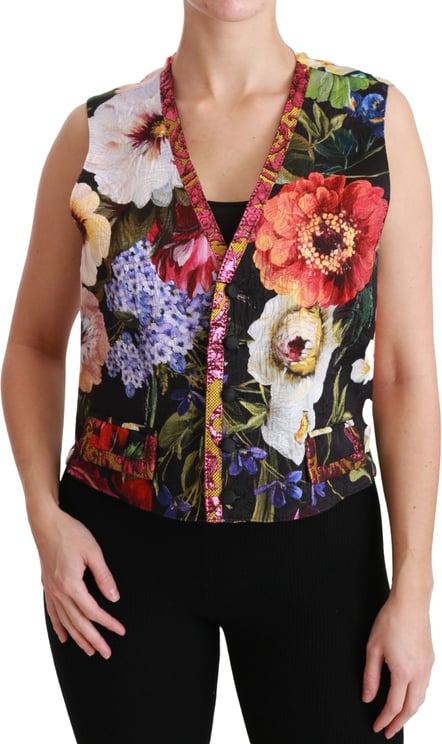 Dolce & Gabbana Dolce & Gabbana Multicolor Floral Sleeveless Waistcoat Top Vest