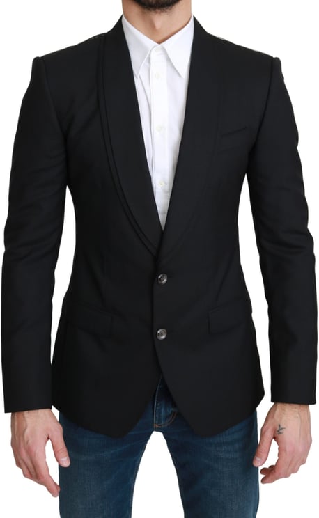 Dolce & Gabbana Dolce & Gabbana Black Single Breasted Formal Wool Blazer