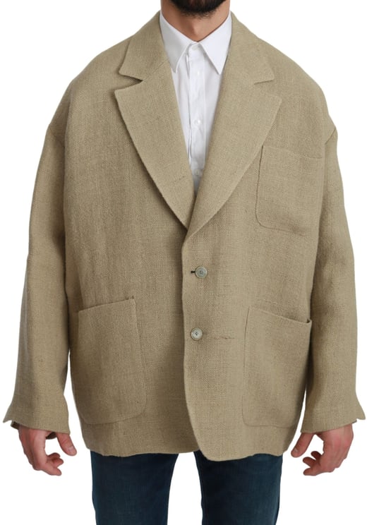 Dolce & Gabbana Dolce & Gabbana Beige Jacket Coat 100% Jute Blazer Coat