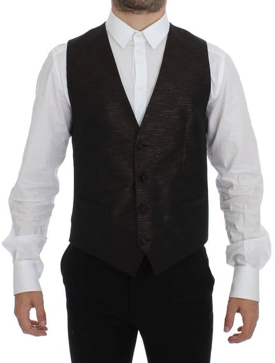 Dolce & Gabbana Dolce & Gabbana Black Wool Logo Dress Gilet Vest
