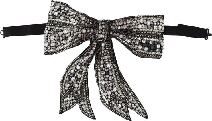 Dolce & Gabbana Dolce & Gabbana Silver Crystal Beaded Sequined Catwalk Necklace Bowtie