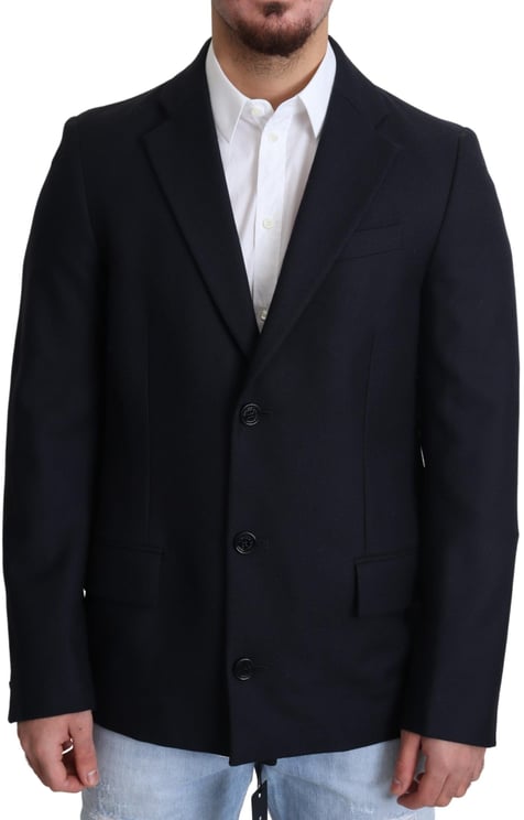 Dolce & Gabbana Dolce & Gabbana Dark Blue Wool Single Breasted Coat Jacket