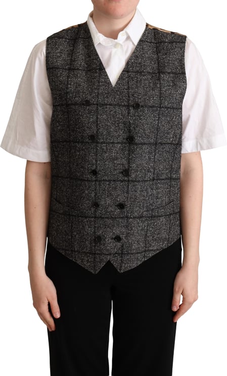 Dolce & Gabbana Dolce & Gabbana Gray Wool Leopard Print Waistcoat Vest