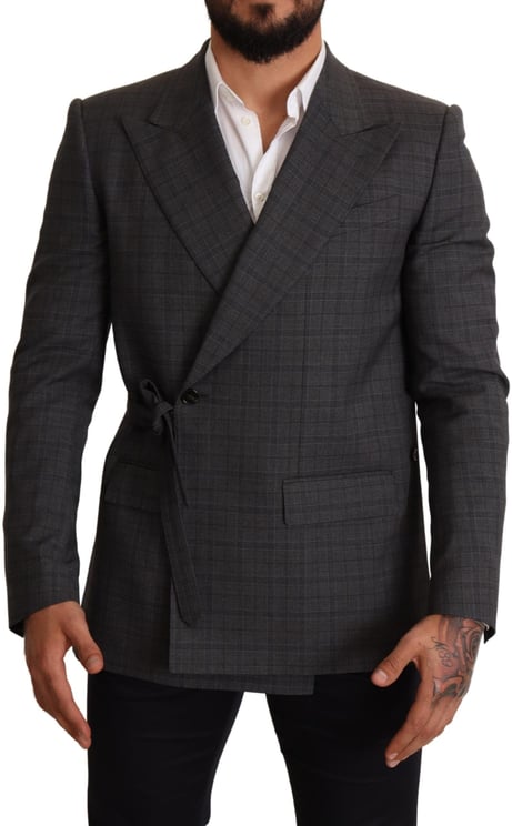 Dolce & Gabbana Dolce & Gabbana Gray Check Wool Slim Fit Blazer Jacket