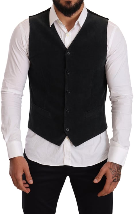 Dolce & Gabbana Dolce & Gabbana Black Cotton Single Breasted Waistcoat