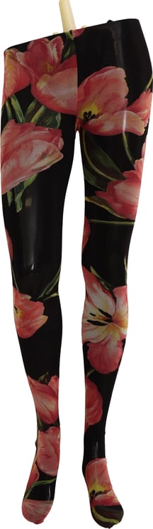 Dolce & Gabbana Dolce & Gabbana Black Floral Print Nylon Tights Stockings