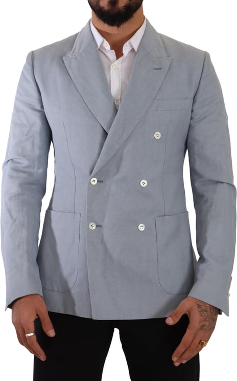 Dolce & Gabbana Dolce & Gabbana Blue Cotton Linen Slim Fit Jacket Coat Blazer