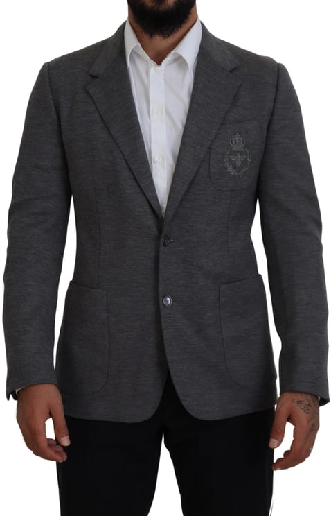 Dolce & Gabbana Dolce & Gabbana Gray Wool Stretch Slim Fit Jacket Blazer