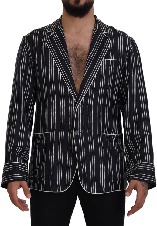 Dolce & Gabbana Dolce & Gabbana Blue Striped Silk Pajama Shirt Jacket