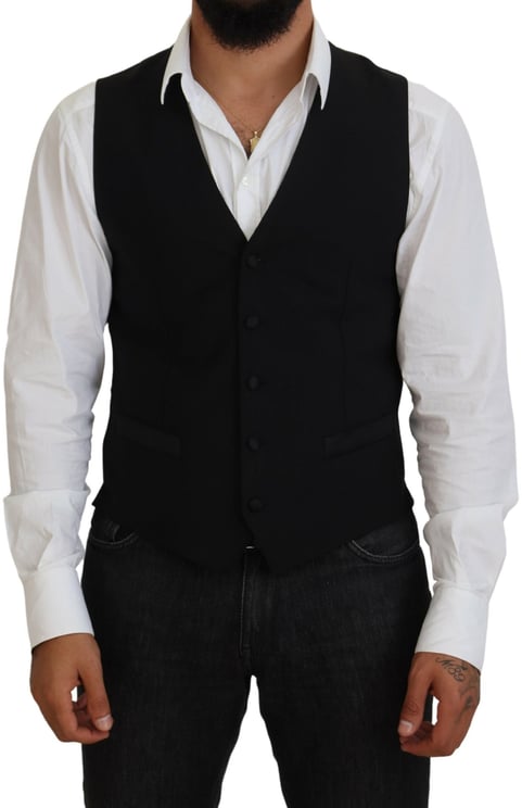 Dolce & Gabbana Dolce & Gabbana Black Virgin Wool Waistcoat Formal Vest