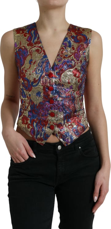 Dolce & Gabbana Dolce & Gabbana Multicolor Jacquard Button Waistcoat Vest Top