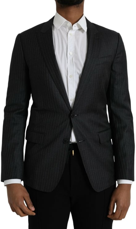 Dolce & Gabbana Dolce & Gabbana Black Stripe MARTINI Single Breasted Coat Blazer
