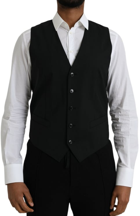 Dolce & Gabbana Dolce & Gabbana Black Wool Formal Dress Waistcoat Vest