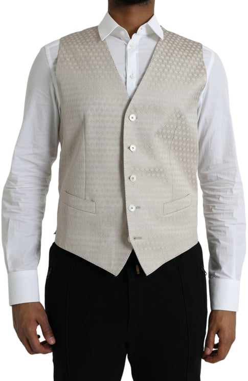 Dolce & Gabbana Dolce & Gabbana Off White Cotton Waistcoat Dress Formal Vest