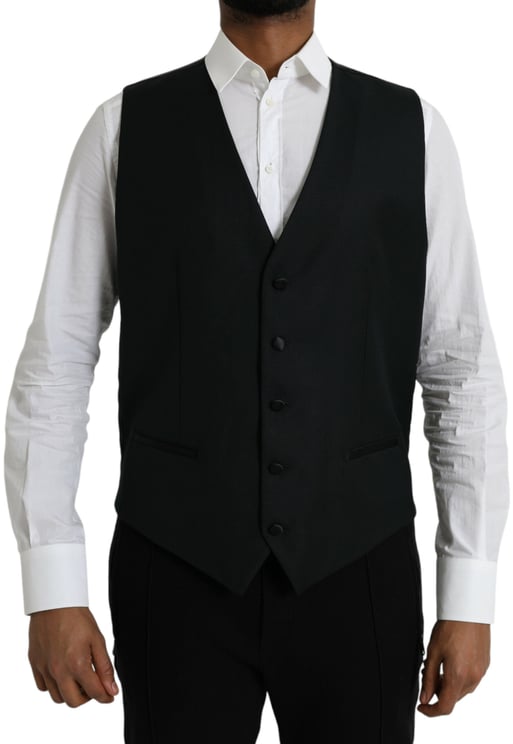 Dolce & Gabbana Dolce & Gabbana Black Wool Waistcoat Dress Formal Vest