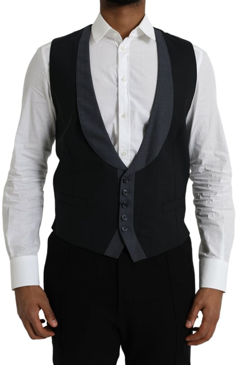 Dolce & Gabbana Dolce & Gabbana Black Wool Waistcoat Dress Formal Vest