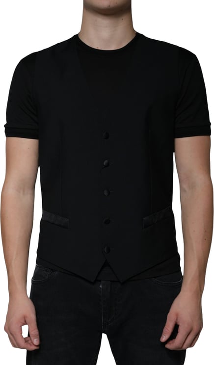 Dolce & Gabbana Dolce & Gabbana Black Wool Formal Dress Men Waistcoat Vest