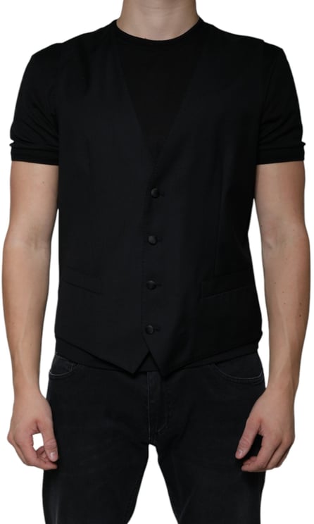 Dolce & Gabbana Dolce & Gabbana Black Wool Waistcoat Dress Formal Vest