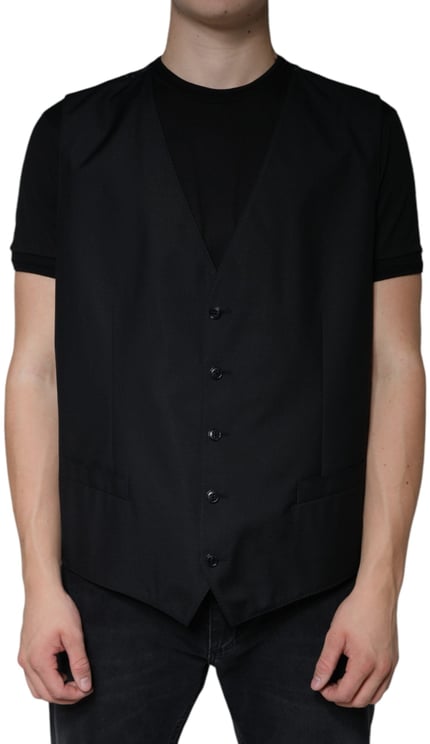 Dolce & Gabbana Dolce & Gabbana Black Wool Waistcoat Dress Formal Vest