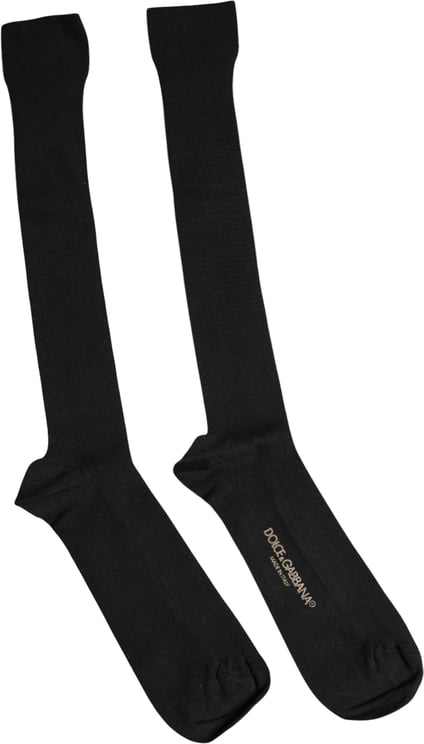 Dolce & Gabbana Dolce & Gabbana Black Viscose Logo Over The Calf Socks