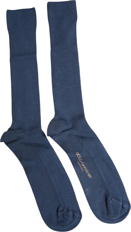 Dolce & Gabbana Dolce & Gabbana Blue Cotton DG Logo Over The Calf Socks