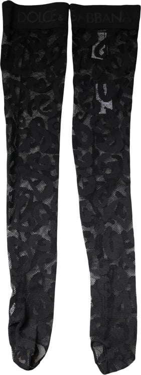 Dolce & Gabbana Dolce & Gabbana Black Floral Lace Cotton Stretch Stockings Socks