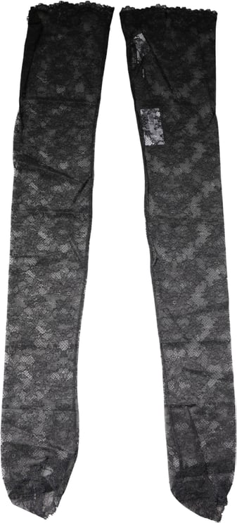 Dolce & Gabbana Dolce & Gabbana Black Floral Lace Cotton Stretch Stockings Socks