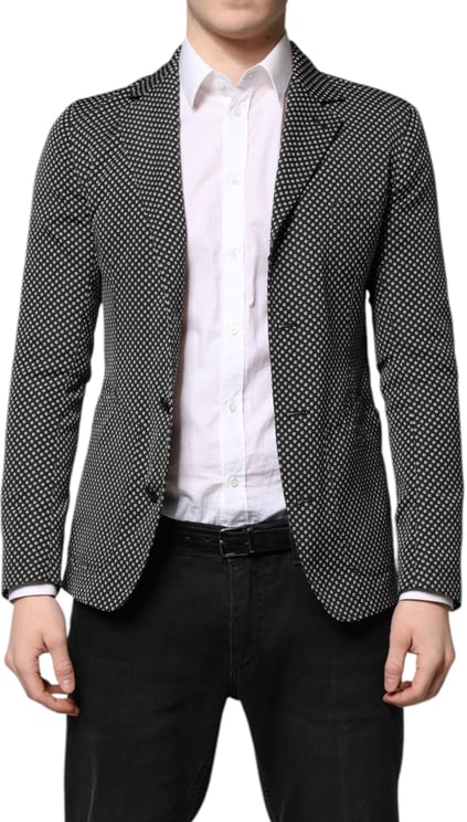 Dolce & Gabbana Dolce & Gabbana Black White Patterned Men Suit Coat Blazer