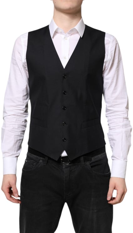Dolce & Gabbana Dolce & Gabbana Black Wool Waistcoat Dress Formal Vest