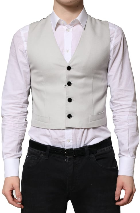 Dolce & Gabbana Dolce & Gabbana Gray Wool Dress Formal Men Waistcoat Vest