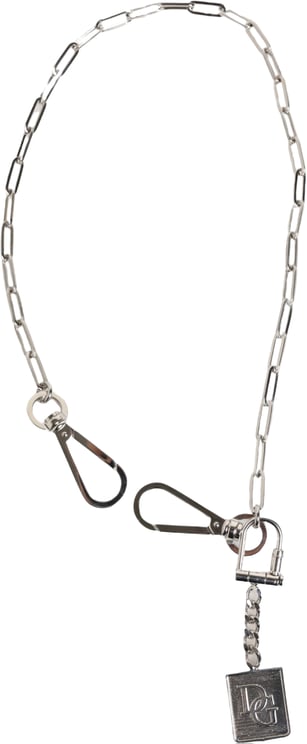 Dolce & Gabbana Dolce & Gabbana Silver Tone Metal Chain DG Logo Pendant Men Necklace