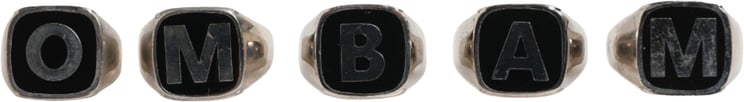 Dolce & Gabbana Dolce & Gabbana Silver Tone Brass Lettering Set 5 Pieces Adjustable Ring