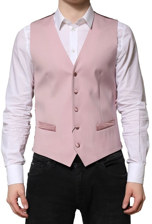 Dolce & Gabbana Dolce & Gabbana Pink Wool Dress Formal Men Waistcoat Vest