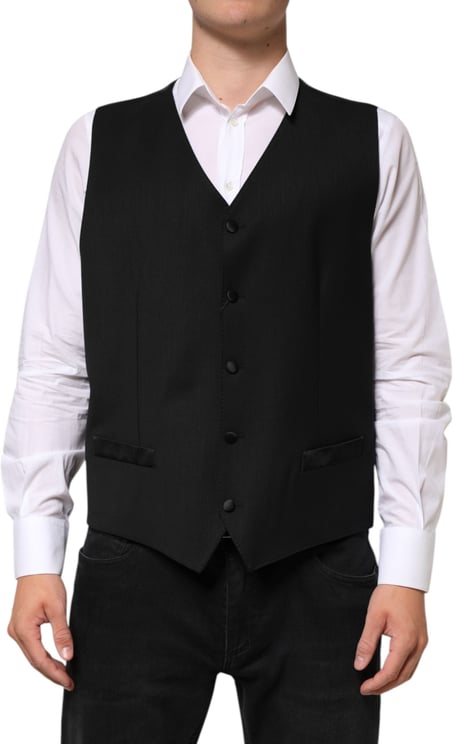Dolce & Gabbana Dolce & Gabbana Black Wool Dress Formal Men Waistcoat Vest